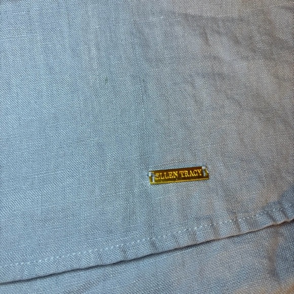 Ellen Tracy Small Light Blue Linen Tunic Tank Top with Zipper - Picture 3 of 8